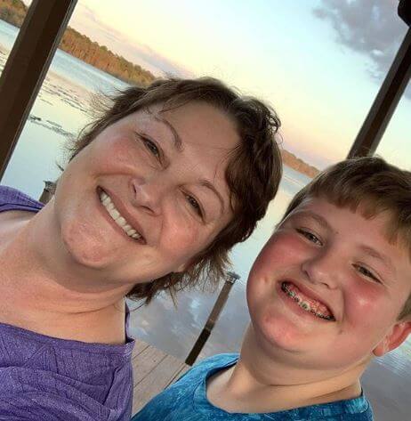 Toni Cabe with her son.
